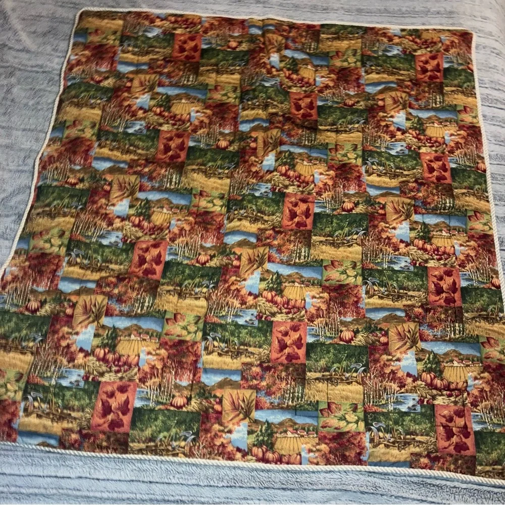Autumn Harvest & Winter Snowman Double Side Throw Blanket 42x44 inches‎